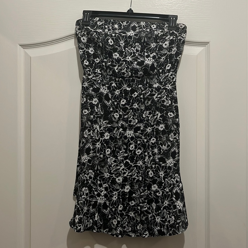 Express floral strapless mini dress
